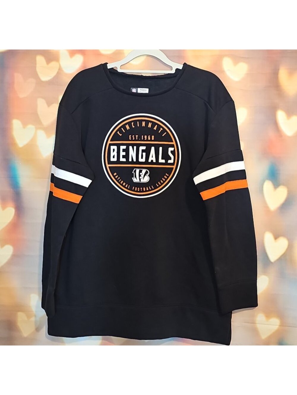 Cincinnati Bengals NFL Team Apparel Sweatshirt Crewneck Black Women Size L